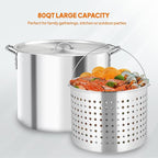 ROVSUN 80QT Turkey Fryer with Aluminum Boiler Steamer Basket & 150,000BTU Propane Burner, Outdoor Gas Deep Fryer & Seafood Crawfish Boil Pot Set with High Pressure Propane Regulator and Hose