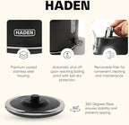 HADEN Heritage 1.7 Liter Stainless Steel Electric Kettle, Hot Water Kettle with 360-Degree Base and Auto Shutoff, Black & Chrome