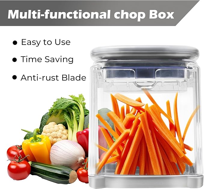 ZHANG XIAO QUAN SINCE 1628 French Fry Cutter 4-in-1 Food Dicer Chop Box, Potato Cutter for Fries Potato French Fry Onion Cutter Food Chopper Manual Hand Vegetable Cutter Dicer Apple Slicer, 4 Blades