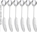 Creative spoons in multiple colors. They can be used to stir flower tea, coffee, and desserts. They're also great for decoration, collection, or as gifts. (silver with fine lines)