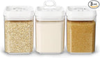 Felli Flip Tite Food Storage Containers With Lid 5" LARGE Airtight Ring Lock Flip Top, Square Acrylic Canister Jar for Rice Sugar Flour Protein Powder, Kitchen Pantry Organizer, Gift Set (1.8qt)
