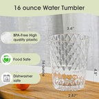 BPA-Free Plastic Tumblers 6 Pack (6x16oz) | Reusable Dishwasher Safe | Stackable Shatterproof Cups | Plastic Drinkware & Drinking Tumblers for Restaurant, Home, Party