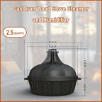 Wood Stove Steamer & Woodstove Steamer Stove Humidifier Cast Iron,2.4 Qt Round Fireplace Humidifier & Simmer Pots with Heart-shaped Vent At The Top Covers (Round-2)