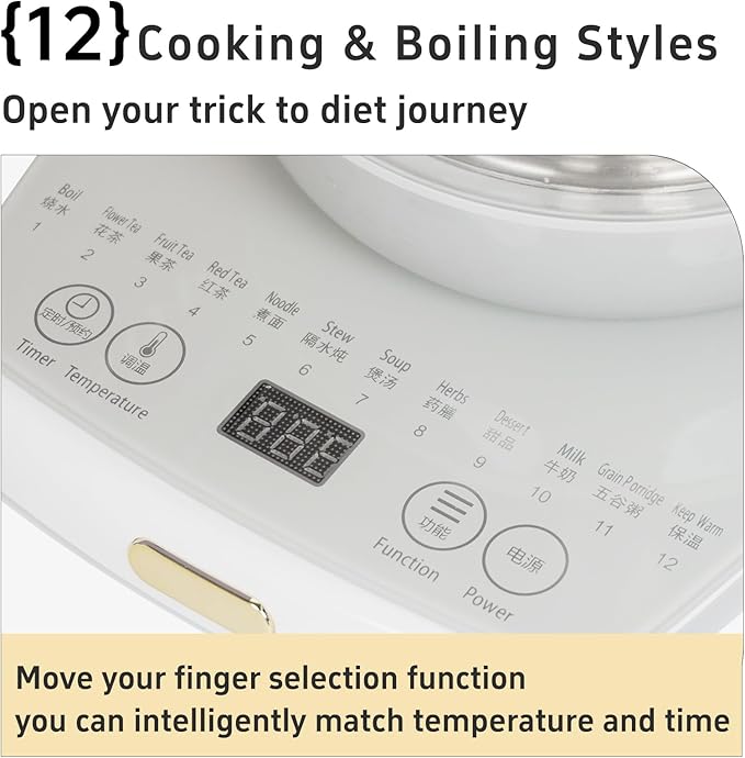 Health Pot Electric Kettle with Infuser，Smart Fruit Hot Tea Maker, Temperature Control and Tea Keep Warm, 12 Functional Procedures, 1.8 Liters of Capacity