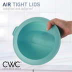 COOK WITH COLOR Mixing Bowls with Lids - 12 Piece Plastic Nesting Bowls Set includes 6 Prep Bowls and 6 Lids, Rhombus Design - Microwave Safe (Blue)