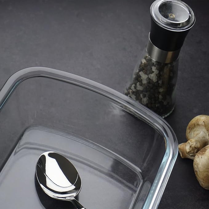 6×6in Square Glass Baking Dish with lid, 1QT Small Square Glass Baking Dishes for Oven, Microwave and Oven Safe