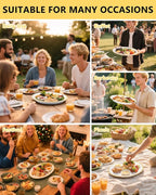 YOUBET 24PCS Oval Plastic Plates - 13 inch Super Strong White and Gold Disposable Platters, Heavy Duty Serving Trays for BBQ, Picnic, Party, Wedding, Thanksgiving