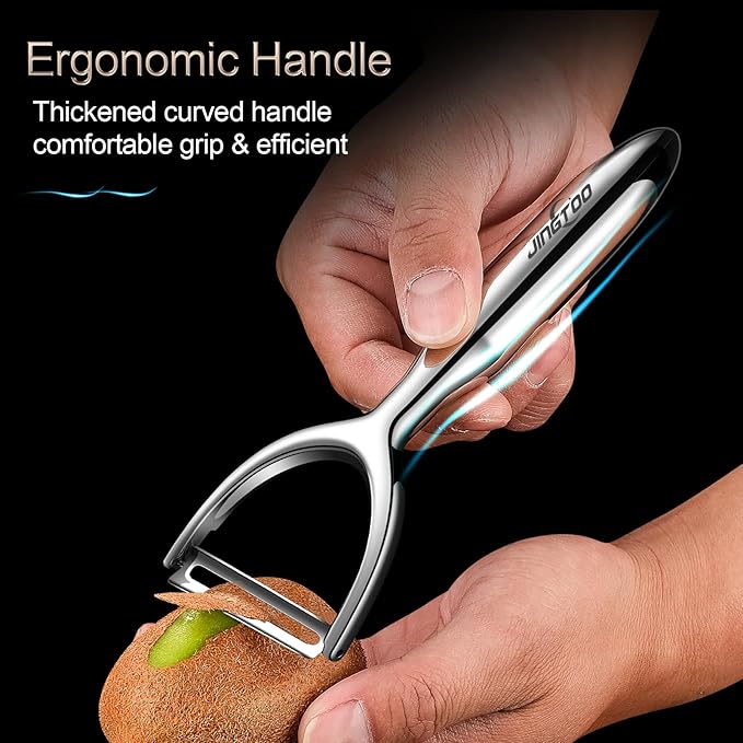 Premium Vegetable Peeler Stainless Steel, Ultra Sharp Peelers for Kitchen, Potato Peeler Rotary Blade, Fruit Veggie Y Peelers Ergonomic Thickened Handle - 5 Years Warranty (Serrated + Plain)