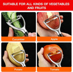 304 Stainless Steel Multi-Function Kitchen Peeler - With Solid Wood Handle, Sharp & Durable Blade, Effortlessly Peels Vegetables and Fruits, Essential Kitchen Tool