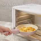 Ceramic Cookware Set Non Stick 8Pcs Pots and Pans Set Detachable Handle Induction Kitchen Cooking Set with Frying Pans Oven Dishwasher Safe, PFAS/PFOA Free, Pink