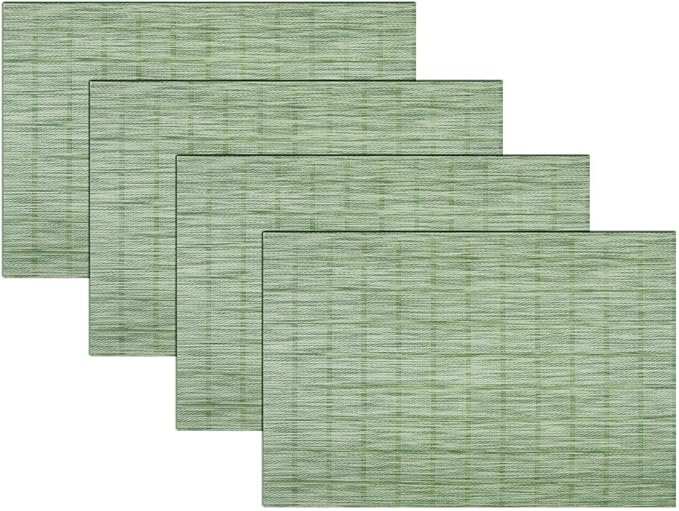 PIGCHCY Countryside Placemats Set of 4 Woven Heat Resistant Placemats Washable Easy to Clean Table Mats for Dining Room and Decor (Pear Green)