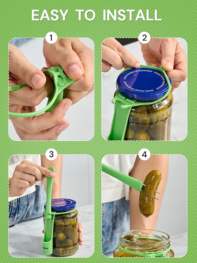 2 Pack Pickle Fork, YUNHOME Pickle Grabber, Stainless Steel Olive Grabber Tool, Fork Pickle Picker, Deep Jar Food Grabber for Olive, Vegetable, Unique Kitchen Gadgets