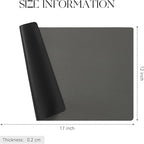 MOSAYT Vinyl Placemats Set of 6, Heat Resistant Place Mats 100% Waterproof Washable & Wipeable Faux Leather Reversible Table Mats for Kitchen Dining Party Indoor Outdoor, 12" x 17", Grey/Black