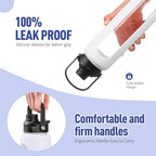 Kodrine Water Bottle with Straw, 24 oz Glass water Bottle with 2 Lids Bamboo Straw Lid and Spout Lid with Handle, 32 oz Clear Water Bottle Glass for Sports Travel, Waterbottle with Time Marker