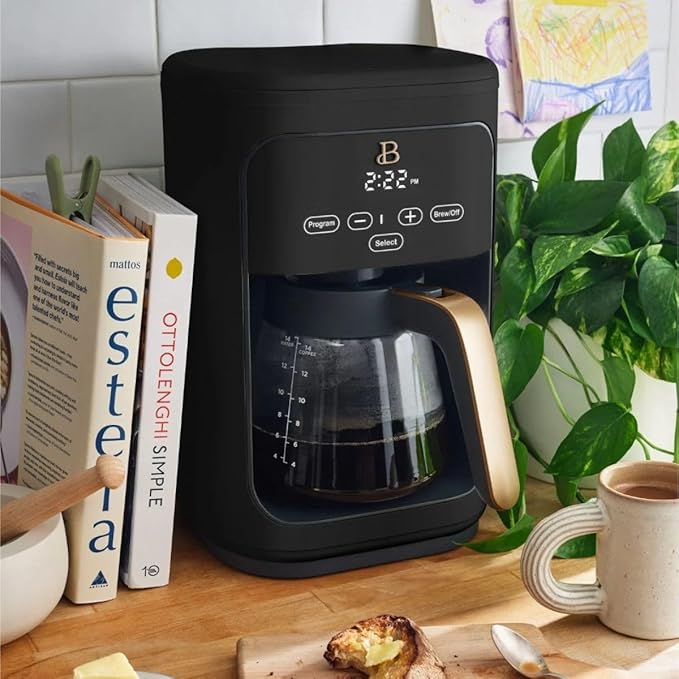 Beautiful 14Cup Programmable Coffee Maker, Touch-Activated Display, Auto Brew with 3 Flavor Options (Black Sesame)