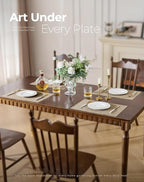 Leetaltree Light Brown Placemats Set of 6 - Heat Resistant Non-Slip Place mats for Dining Table, Washable Durable PVC Vinyl Woven Table Mats（Light Brown, 6）