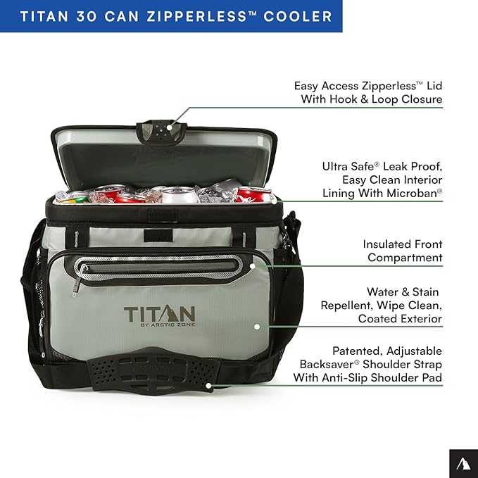 Titan by Arctic Zone 30 Can Zipperless Soft Cooler with HardBody Liner