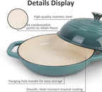 Enameled Cast Iron Dutch Oven with Lid – Non-Stick Bread Pot for Baking, Braising, and Stews – Heavy-Duty Ovenproof Casserole Cookware (Green, 5 QT)