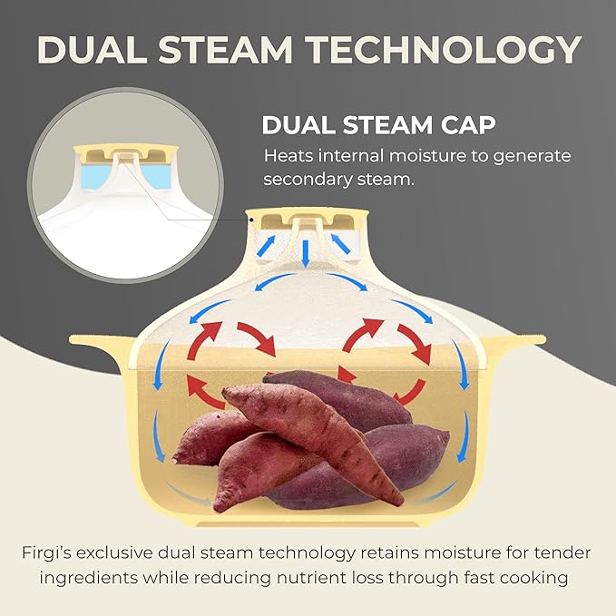 48oz Platinum Silicone 3 Compartmented Microwave Steamer Pot with Handle & Lid - Korean 100% Food-Grade Steamer Bowl, Heat-Resistant Cooker with Steam Holes, Easy Clean, Dishwasher Safe, Ivory
