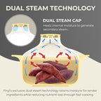 48oz Platinum Silicone 3 Compartmented Microwave Steamer Pot with Handle & Lid - Korean 100% Food-Grade Steamer Bowl, Heat-Resistant Cooker with Steam Holes, Easy Clean, Dishwasher Safe, Ivory