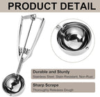 Cookie Scoop Set, Cookie Scoops for Baking Set of 3, Cookie Dough Scoops, Silver, Include Large/Medium/Small, for Cookies, Ice Cream, Muffin, Cupcakes, Truffles, Mashed Potatoes