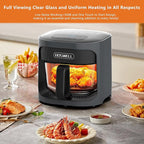 BOSWELL 4.5 QT Glass Air Fryer, 6 IN 1 Air Fryer Non-Toxic,Temperature Control, 5 Preset Menue Intelligent Panel Gray