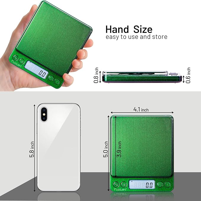 Fuzion Digital Scale .1 Gram Accuracy, 3000g Mini Food Scales for Herb, Spice, Jewelry, Gold, Small Food Scale - Weight Gram and Oz