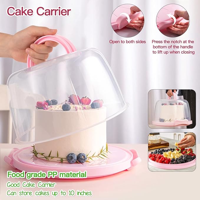 Aluminum Alloy Revolving Cake Stand & Carrier - 268PCS Kit with 54 Piping Tips, Acrylic Cake Discs, Various Spatulas
