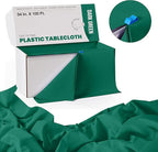 Exquisite Party Solids 54 Inch X 100 Feet Dark Green Plastic Table Cover Roll in A Cut - to - Size Box with Convenient Slide Cutter. Cuts Up to 12 Rectangle 8 Feet Plastic Disposable Tablecloths