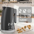 Electric Kettle with 5-Temperature Control,1.25L Cordless,Penguin Shape Design,1200W with Keep Warm and Auto Shut-Off,Perfect for Tea,Coffee & Kitchen(Dark Gray)