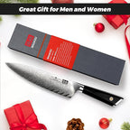 SHAN ZU Damascus Chef Knife 8 inch, 67-Layer High Carbon Steel Kitchen Knife Ultra Sharp Japanese Chef Knives, Professional Kitchen Utility Knives with G10 Ergonomic Handle/Gift Box