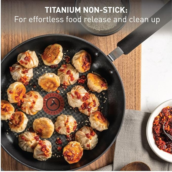 T-Fal Ultimate Hard Anodized Nonstick Fry Pan With Lid 10 Inch, Oven Broiler Safe 400F, Lid Safe 350F, Cookware, Kitchen, Home, Versatile Frying Pan, Skillet, Pots and Pans, Dishwasher Safe, Black