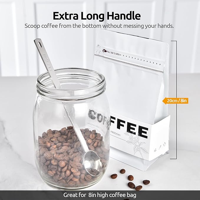 U-Taste Coffee Scoop 1 Tablespoon: 18/8 Stainless Steel Measuring Scooper for Ground Coffee, Bean, Powder, Espresso, 6.9in Long Handle Metal Meaure Spoon for Canister, Jar (1Tbsp/15ml, Silver)