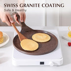 SENSARTE Nonstick Crepe Pan, Swiss Granite Coating Dosa Pan Pancake Flat Skillet Tawa Griddle 12-Inch with Stay-Cool Handle, Induction Compatible (Toffee Brown)