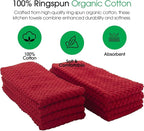 DG Collections Terry Dish Towels, 100% Cotton Kitchen Towels, Set of 8 (15x25 inch) Hand Towels - 400 GSM, Absorbent Terry Cloth Dish Towels for Kitchen, Soft Tea Towels - Red Color