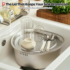 Stainless Steel Vegetables & Fruits Wash Strainer Colander, Perforated Tray, Mini Drying Rack for Dishes, Fitting Lid for Washing-up Bowl (300 x 320 x 16mm / 11.81 x 12.60 x 0.63inches)