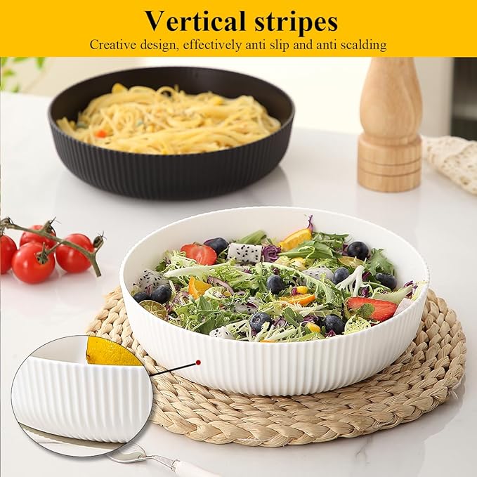 Berglander Pasta Bowls Set of 4, Salad Bowls 37oz Unbreakable Large Plastic Soup/Salad/Fruit/Serving Bowls for Home, Restaurant, Outdoor, Picnic, Camping, Serving Dishes