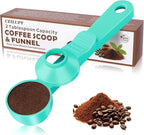 2-in-1 Coffee Scoop with Funnel, 2 Teaspoon Measuring Spoon for Reusable K Cups, Ground Coffee, Protein Powder & Tea, Mess-Free Plastic Design (Light Green)