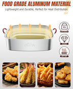 Deep Fryer Pot 18QT | Fish Fryer Pot with Basket | Heat-Resistant Silicone Handles | Lid & Fryer Tong & Thermometer | Outdoor Fryer Pot for Frying Fish, French Fries, Chicken Wings | Foldable Aluminum