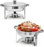 Garvee 2 Pack Chafing Dishes for Buffet, 5 QT Round Buffet Servers and Food Warmer Set with Lid, Stainless Steel Chafers for Catering Parties Wedding Banquet, Silver