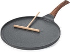 SENSARTE Nonstick Crepe Pan, Swiss Granite Coating Dosa Pan Pancake Flat Skillet Tawa Griddle 10-Inch with Stay-Cool Handle, Induction Compatible