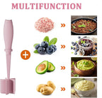 Meat Chopper, 5 Curve Blades Ground Beef Masher, Heat Resistant Meat Masher Tool for Hamburger Meat, Ground Beef, Turkey and More, Nylon Hamburger Chopper Utensil Non-scratch Utensils-Pink