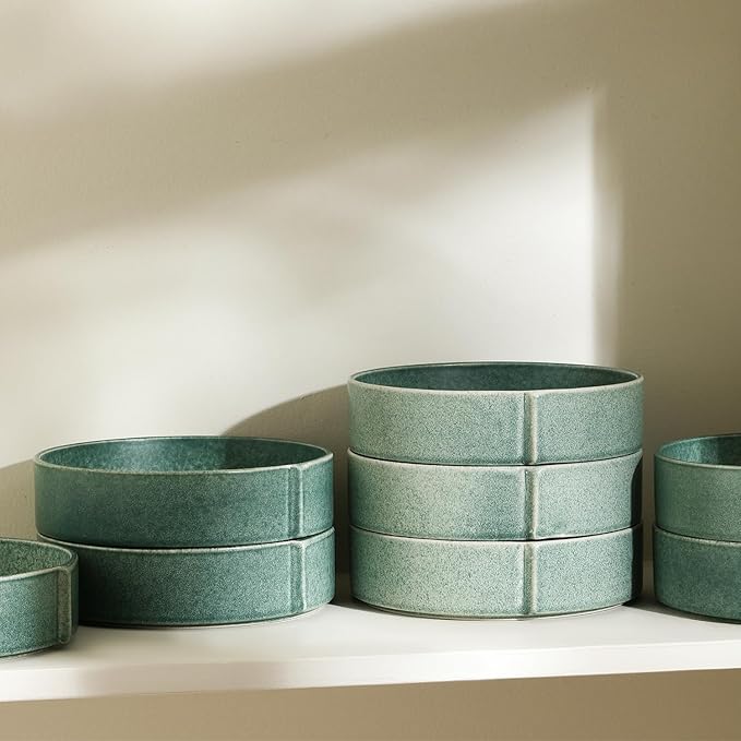 Stone Lain Bao 4-Piece Pasta Bowl Set Stoneware, Green