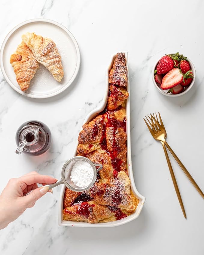 New Hampshire Shaped Baking Dish Serving Platter or Decorative Tray Charming Porcelain Bakeware Oven Microwave and Dishwasher Safe