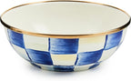 MACKENZIE-CHILDS Enamel Everyday Bowl, Serving Bowl for Entertaining, Large, Blue-and-White Royal Check