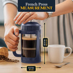 ESPRO P3 French Press Coffee Maker – Patented Double Micro-Filter for Grit-Free Brew, Heat Resistant thicker Borosilicate Glass Coffee press – Blue (32 oz)