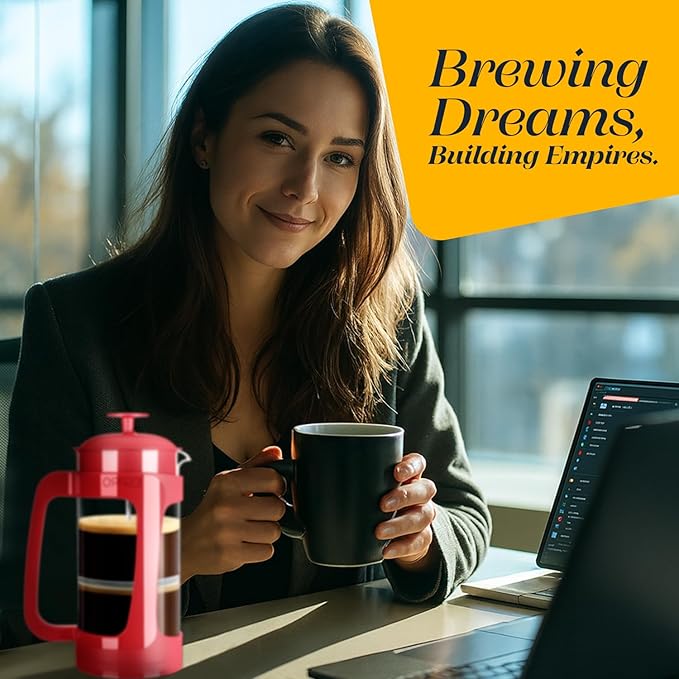 ESPRO P3 French Press Coffee Maker – Patented Double Micro-Filter for Grit-Free Brew, Heat Resistant thicker Borosilicate Glass Coffee press – Red (32oz)