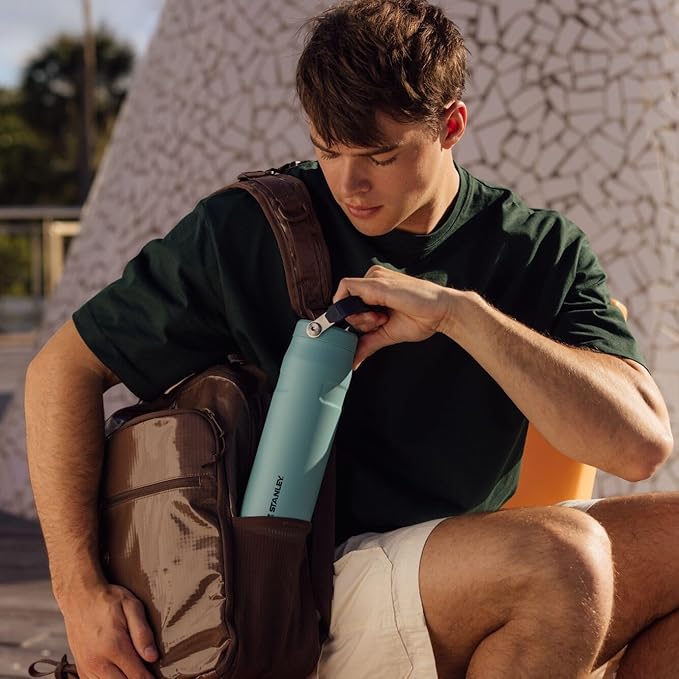 Stanley IceFlow Flip Straw 2.0 Water Bottle 24 oz | Built-In Straw for Travel and Sports | Lightweight and Leak Resistant | Insulated Stainless Steel | BPA-Free | Agave