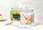 KooK Glass Storage Jars with Lids - 32oz (Set of 2), Kitchen Canisters for Sugar, Cookies, Cotton Balls, Glass Containers with Chalkboard Labels and Airtight Lid
