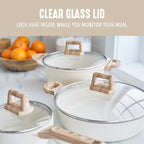 GreenLife 8 Piece Ceramic Nonstick Cookware Set, Induction Suitable Non Toxic PFAS-Free Pots & Pans, Dishwasher Safe, Cooking Set, Stock Pot, Saucepans & Frying Pans, Kitchen Cooking, Granite Cream